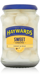 Pack shot of a 400g jar of Sweet and Mild Silverskin picked onions